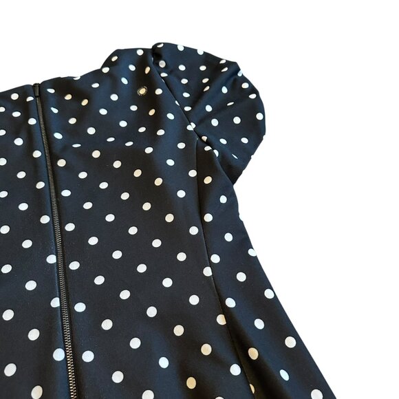 Karl Lagerfeld Black White Polka Dot Dress Short Puff Sleeve Shift Size 10 NWT - Picture 8 of 13